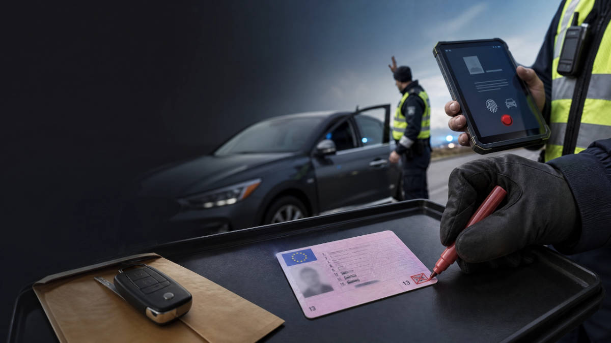 Polizeikontrolle eines ausländischen EU-Führerscheins mit digitalem Datenabgleich per Tablet und entzogenem Fahrrecht